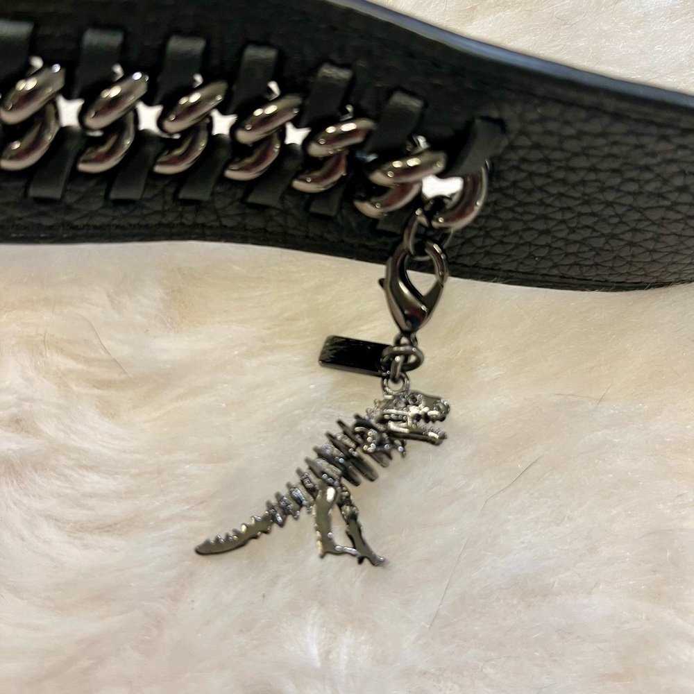 Coach Black Leather Chain-Trim Belt Bag Strap with Rexy Charm - Picture 4 of 6